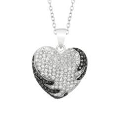 Sterling Silver Micro set CZ Heart Pendant with Chain Cubic Zirconia Necklaces