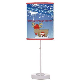 Cute Reindeer & Penguin Holiday Table Lamp