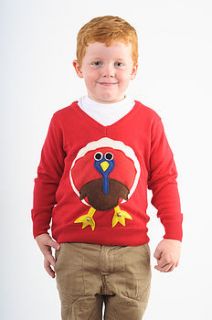 kids squeaky tummy turkey christmas jumpers by woolly babs christmas jumpers