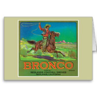 Bronco Vintage Fruit Label Greeting Cards