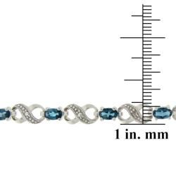 Glitzy Rocks Silver London Blue Topaz and Diamond Accent Infinity Bracelet Glitzy Rocks Gemstone Bracelets