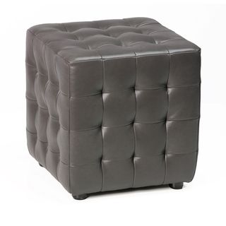 Cortesi Home Izzo Slate Grey Vinyl Cube Ottoman Cortesi Home Ottomans