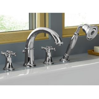 Portsmouth Tub Filler with Cross Handle and Personal Shower