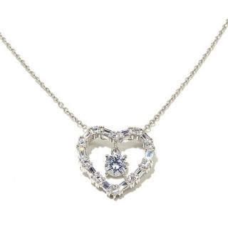 1.30ct Absolute™ Baguette Heart Dangle Pendant with 18" Chain