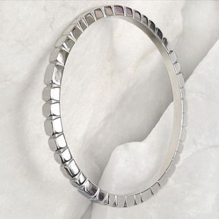 sterling silver bangle with cobble effect by lilia nash jewellery