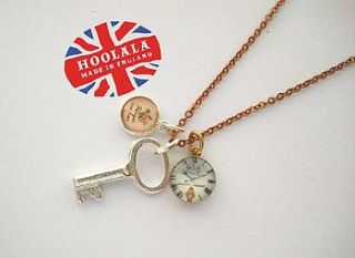 tiny clock forget me not sweetheart necklace by hoolala