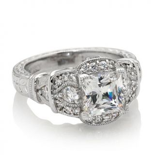 Xavier 2.54ct Absolute™ Square Radiant and Pavé Frame Engraved Rin