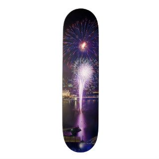 Fireworks Show in Boat Quay Singapore City Skyline Skate Boards