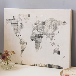 vintage style postcard world map print by artpause