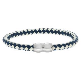 Stainless Steel and Leather Weave Bracelet   Blu