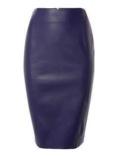 Lipsy Kardashian Kollection PU zip back pencil skirt Navy