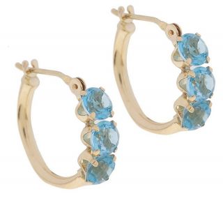 Choice of Boxed Three Stone Gemstone Hoop Earrings, 14K —