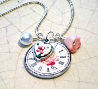 rose clock acylic charm necklace by eve&fox