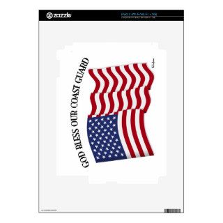 GOD BLESS COAST GUARD with & US flag iPad 2 Decals
