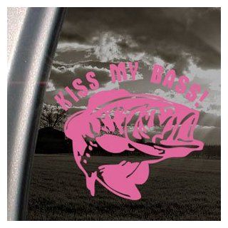 Kiss My Bass Fishing Pink Decal Car Truck Window Pink Sticker Automotive