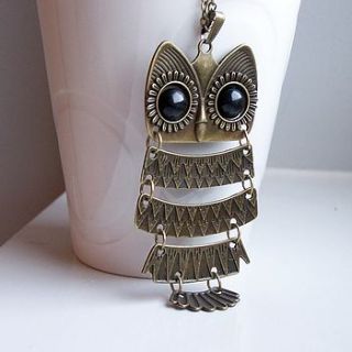 'bronze owl' necklace by lucky roo