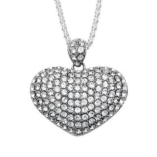 La Preciosa Sterling Silver Crystal Puffed Heart Necklace La Preciosa Crystal, Glass & Bead Necklaces