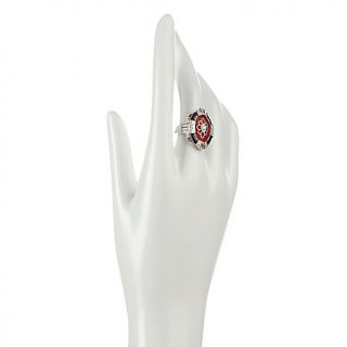 Xavier Absolute™ Oval Ruby Color Frosted Crystal and Enamel Ring