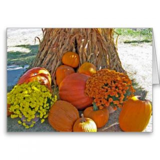 Corn Pumpkins Happy Thanksgiving Greeting Card