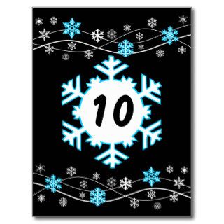 Light Blue Snowflakes Table Number Cards Post Card