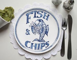 'fish & chips' chippy plate by home slice design