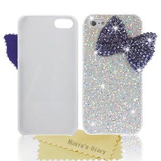 Mavis's Diary New 3D Handmade Bling Deep Purple Cover Case Hard for Apple Iphone 4 4s with Soft Clean Cloth Cell Phones & Accessories