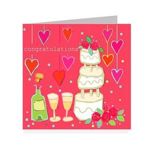 sparkly red wedding card by square card co