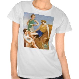 Vintage Retro Women 30s Swimwear Party Tee Shirt