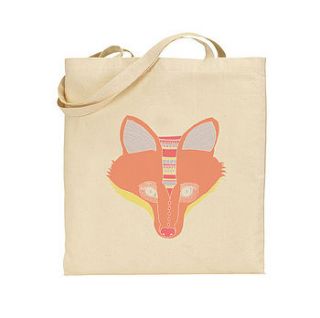 cotton tote bag, red fox, illustration by alice rebecca potter