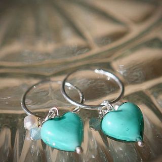 verde marino love heart earrings by samphire jewellery