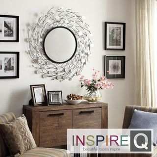 INSPIRE Q Pollock Spinning Nest Silver Finish Accent Wall Mirror INSPIRE Q Mirrors