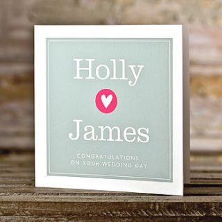personalised loveheart wedding day card by rosie robins