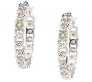 Anthony Nak Sterling Chain Style Gemstone Hoop Earrings —