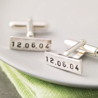personalised rectangle silver cufflinks by posh totty designs boutique