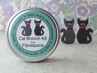 cat brooch sewing kit by fibrespace