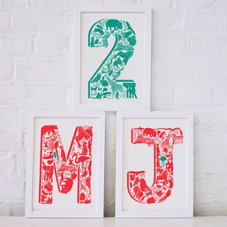 animal alphabet numbers screenprint by lucy loves this