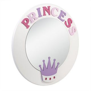 girl's 'princess' wooden crown mirror by pitter patter products