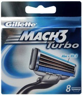Gillette Mach 3 Turbo Blade Refill Cartridges 16 Count (2X8 Pack) 