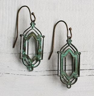 green deco earrings by silk purse, sow's ear