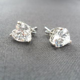 heart shaped cz sterling silver studs by yatris home and gift