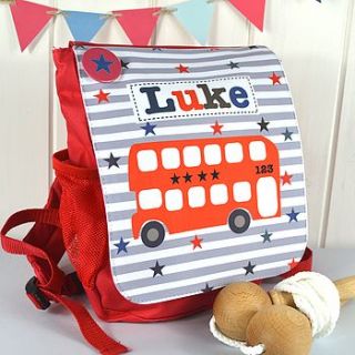 boy's personalised bus mini rucksack by tillie mint