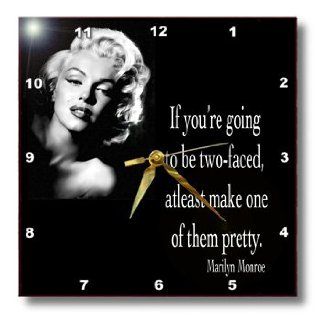 3dRose LLC dpp_130254_1 Wall Clock, 10 by 10 Inch, "If You're Going to be Two Faced, At Least Make One of Them Pretty, Marilyn Monroe Quote"   Marilyn Monroe Gifts
