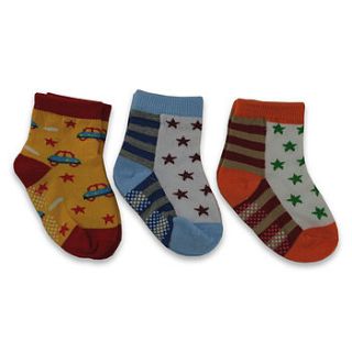 star set of three baby and toddler socks by snuggle feet
