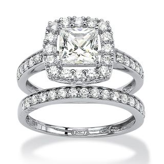 Ultimate CZ Platinum over Silver Cubic Zirconia Ring Set Palm Beach Jewelry Cubic Zirconia Rings