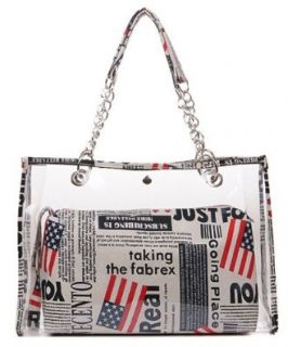 Semi clear Beach Shoulder Bag Swimming Tote with Zippered Insert (B Type National Flag) Shoes