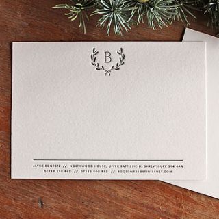 50 personalised letterpress note cards by artcadia
