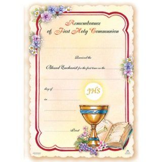 100 First Communion Certificates 7" x 10.5", Die Cut, Four Color Part Processing, Gold Leaf, Made in Italy  Blank Certificates 