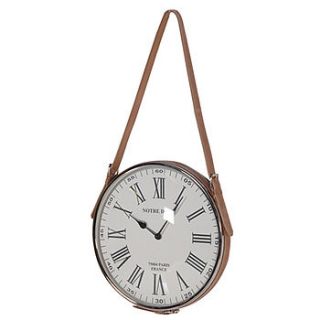 clock with leather strap by lindsay interiors