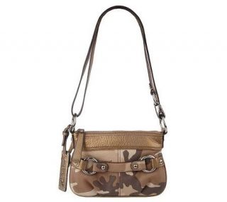 B.Makowsky Camouflage Leather Zip Top Convertible Crossbody Bag —