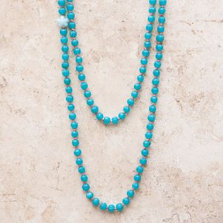 handmade glass bead necklace in turquoise by bloom boutique